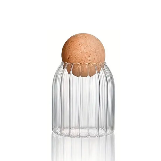 Cork Ball Glass Storage Jars - Ripple | 500ml 800ml 1200ml Jar Sets