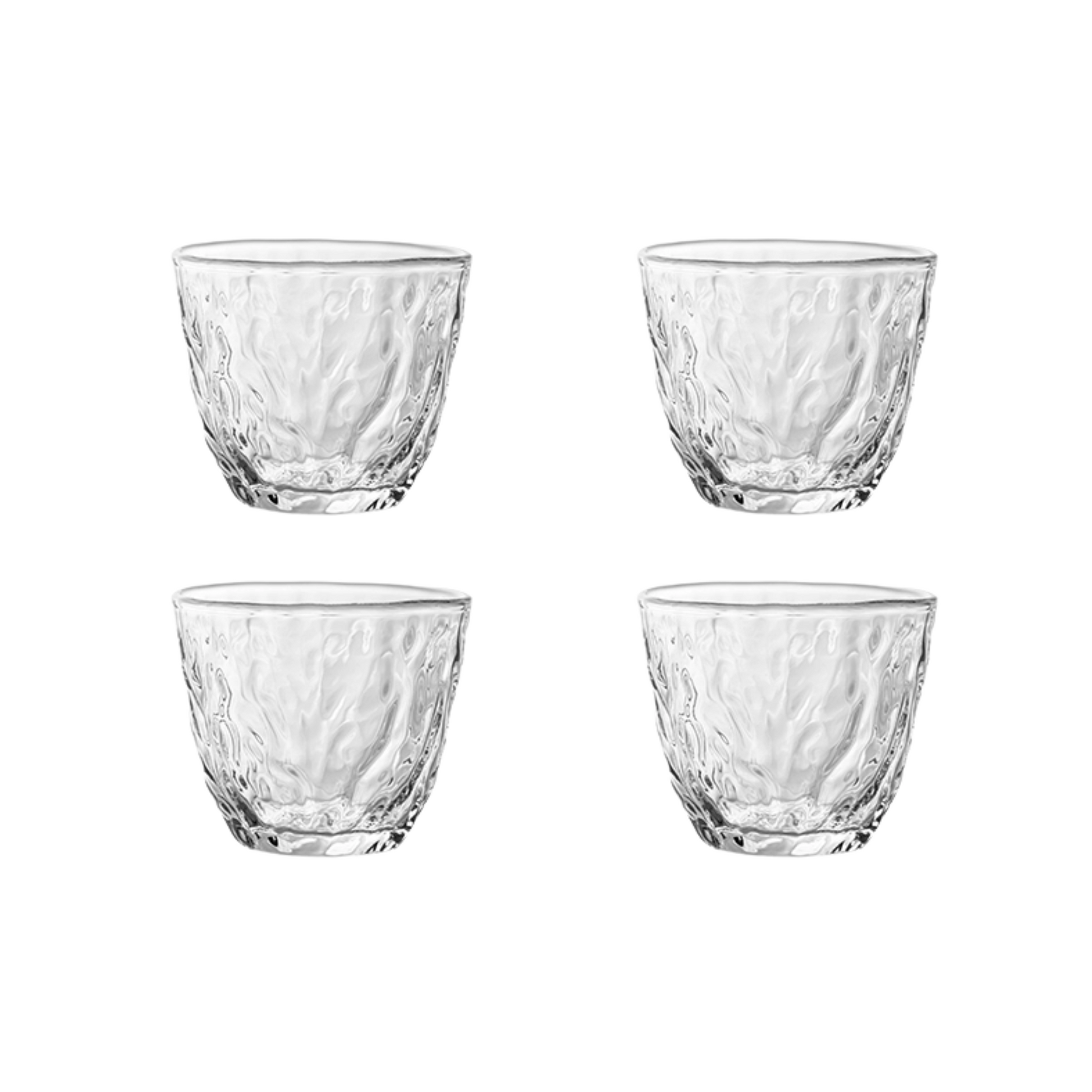 Ume Hammered Glass Tumbler | 8.5oz / 250ml Coffee Glass Set of 4