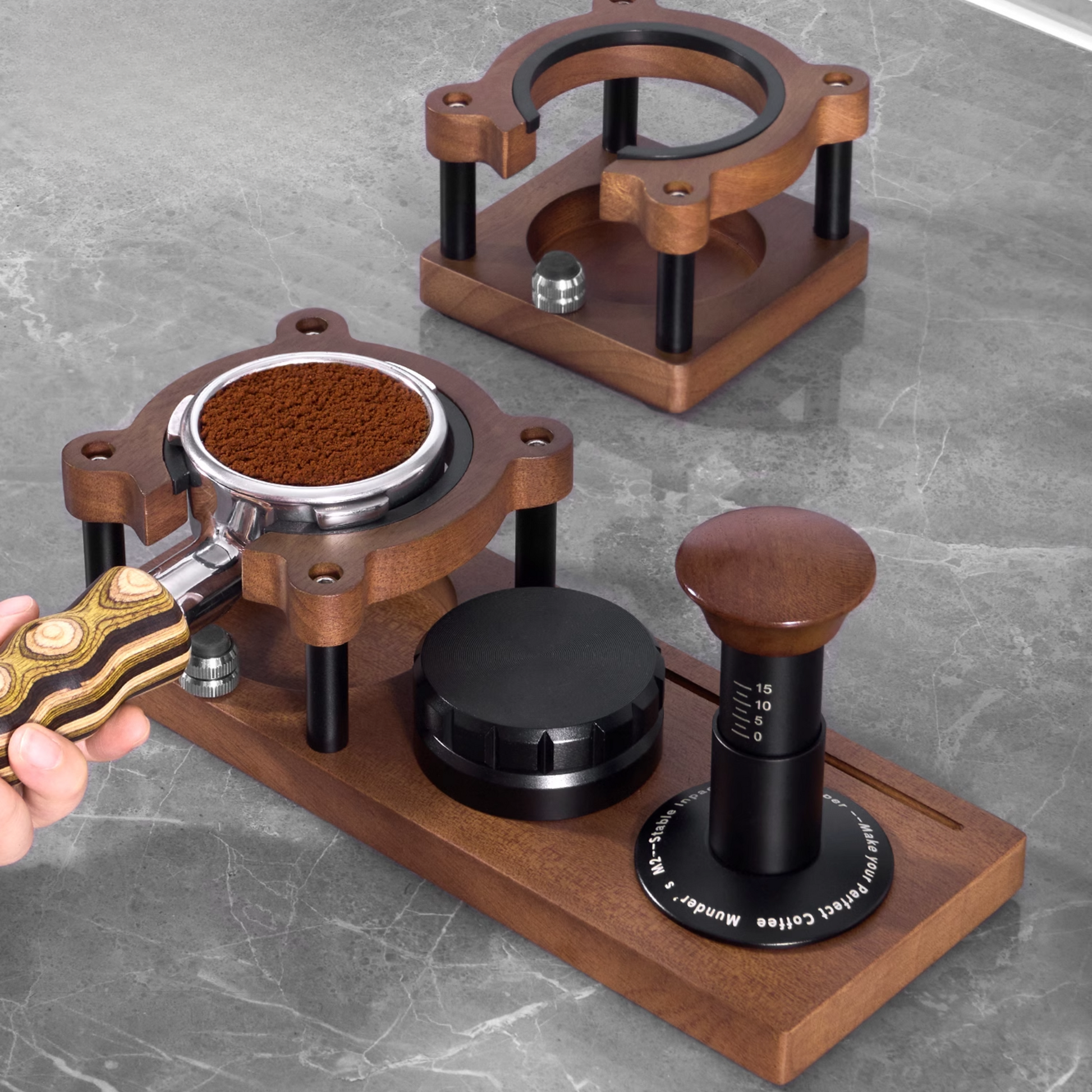 Sapele Wood Tamper Station for 51/53/58mm Coffee Tamper & Distributor