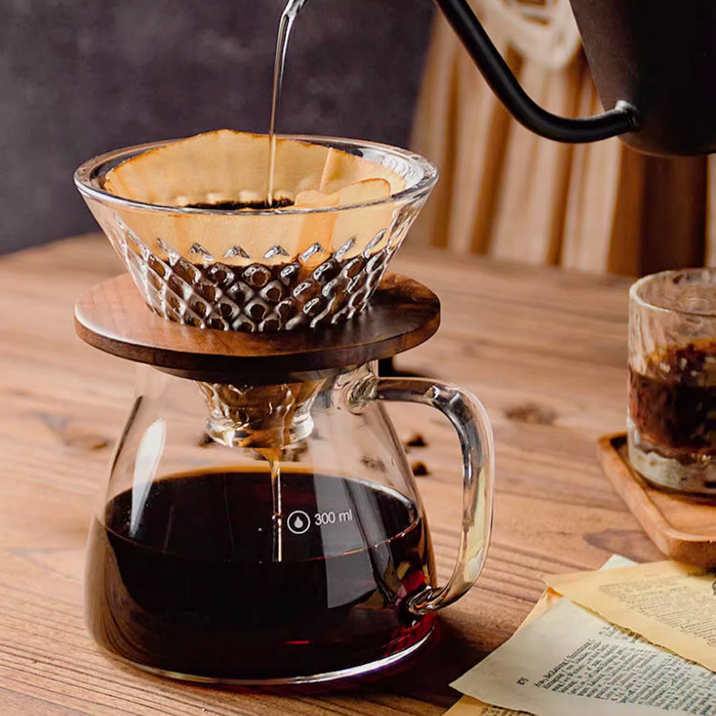 Handblown Glass Coffee Dripper Set