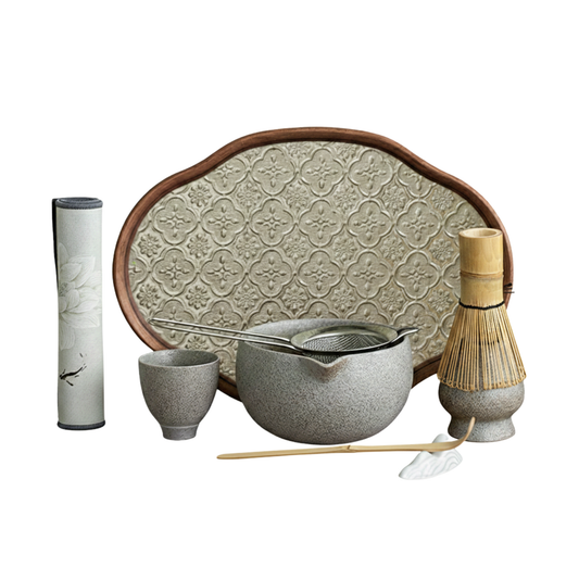 9-Piece Stoneware Matcha Set | Kiln-Fired Japanese Matcha Ceremony Essentials