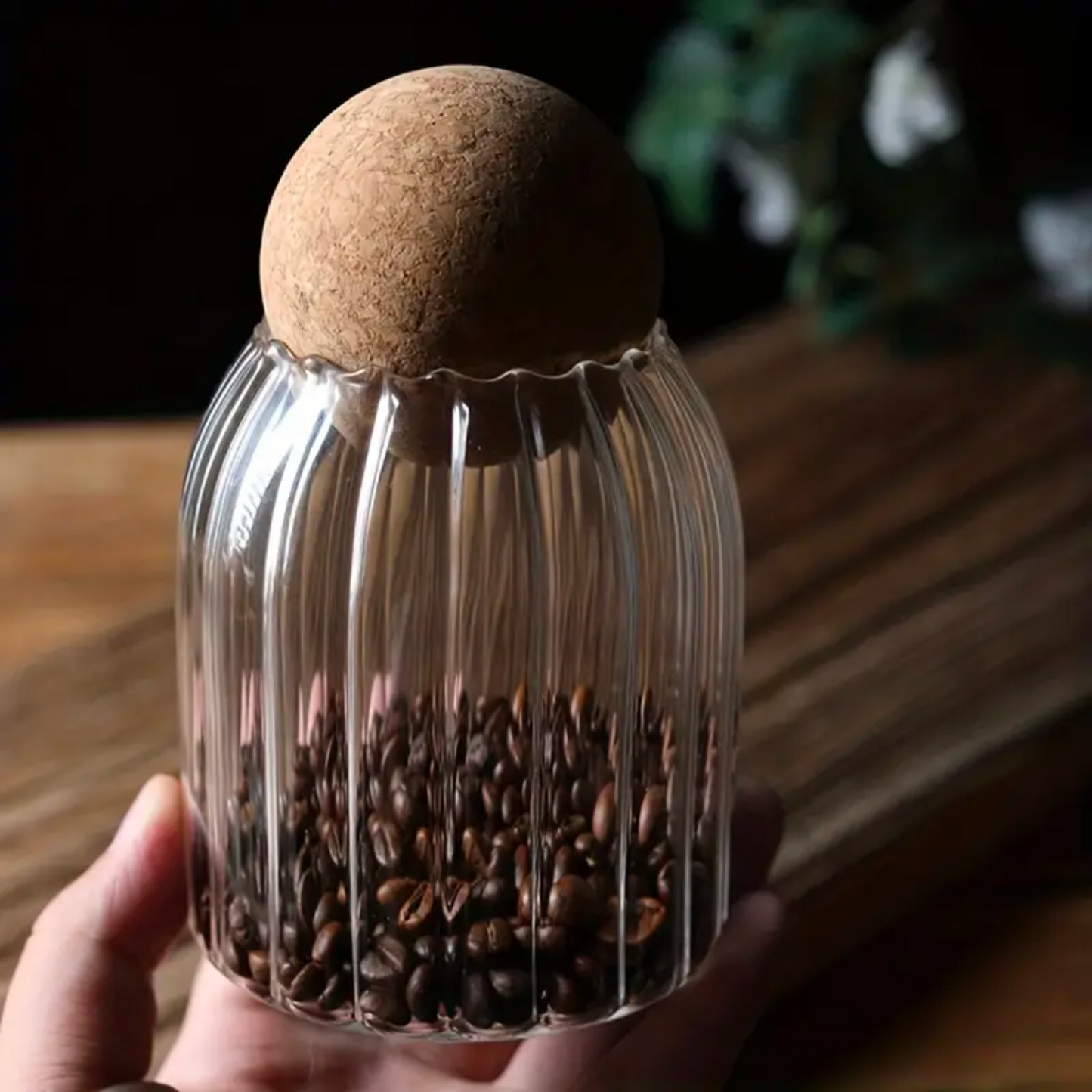 Cork Ball Glass Storage Jars (Ripple)