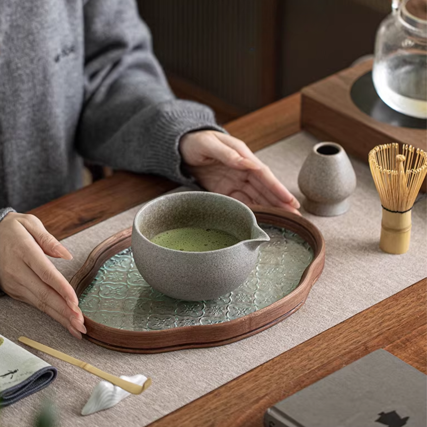 9-Piece Stoneware Matcha Set | Kiln-Fired Japanese Matcha Ceremony Essentials