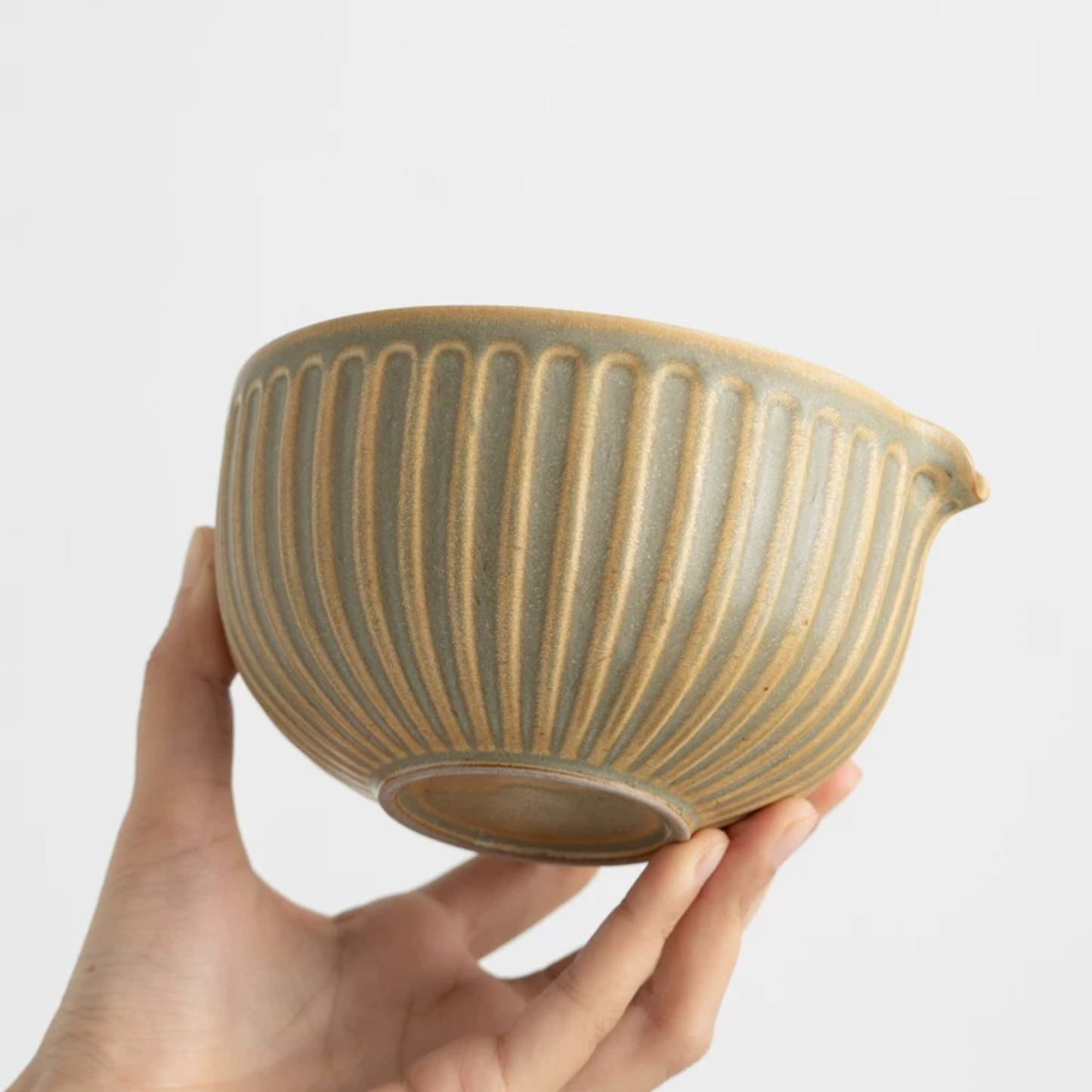 Handmade sunflower ceramic matcha bowl (chawan) with smooth matte finish and Japanese-inspired minimalist design