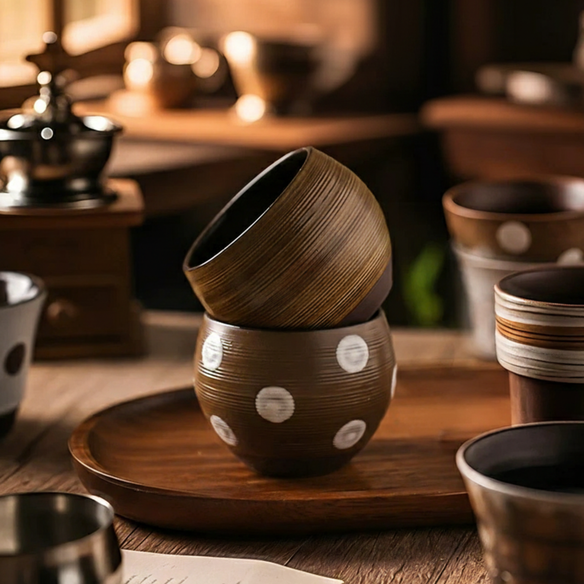 Japanese Style Vintage Ceramic Cups | 220ml Coffee and Tea Cups 7oz