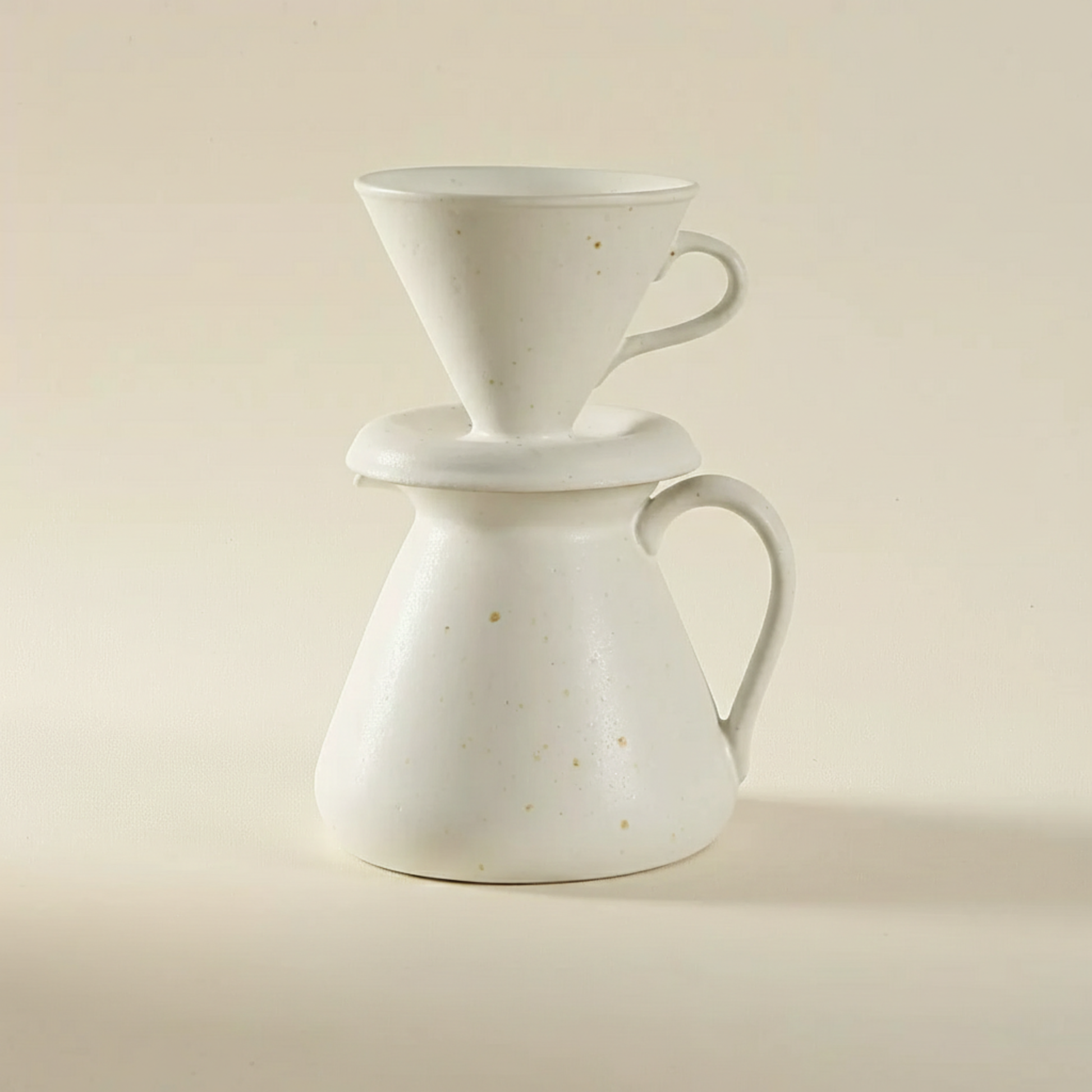 Minimalist Stoneware Pour-Over Coffee Set in Sandstone White