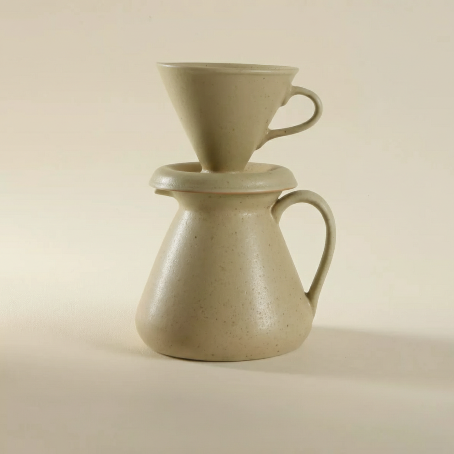 Minimalist Stoneware Pour-Over Coffee Set in Sage Ash