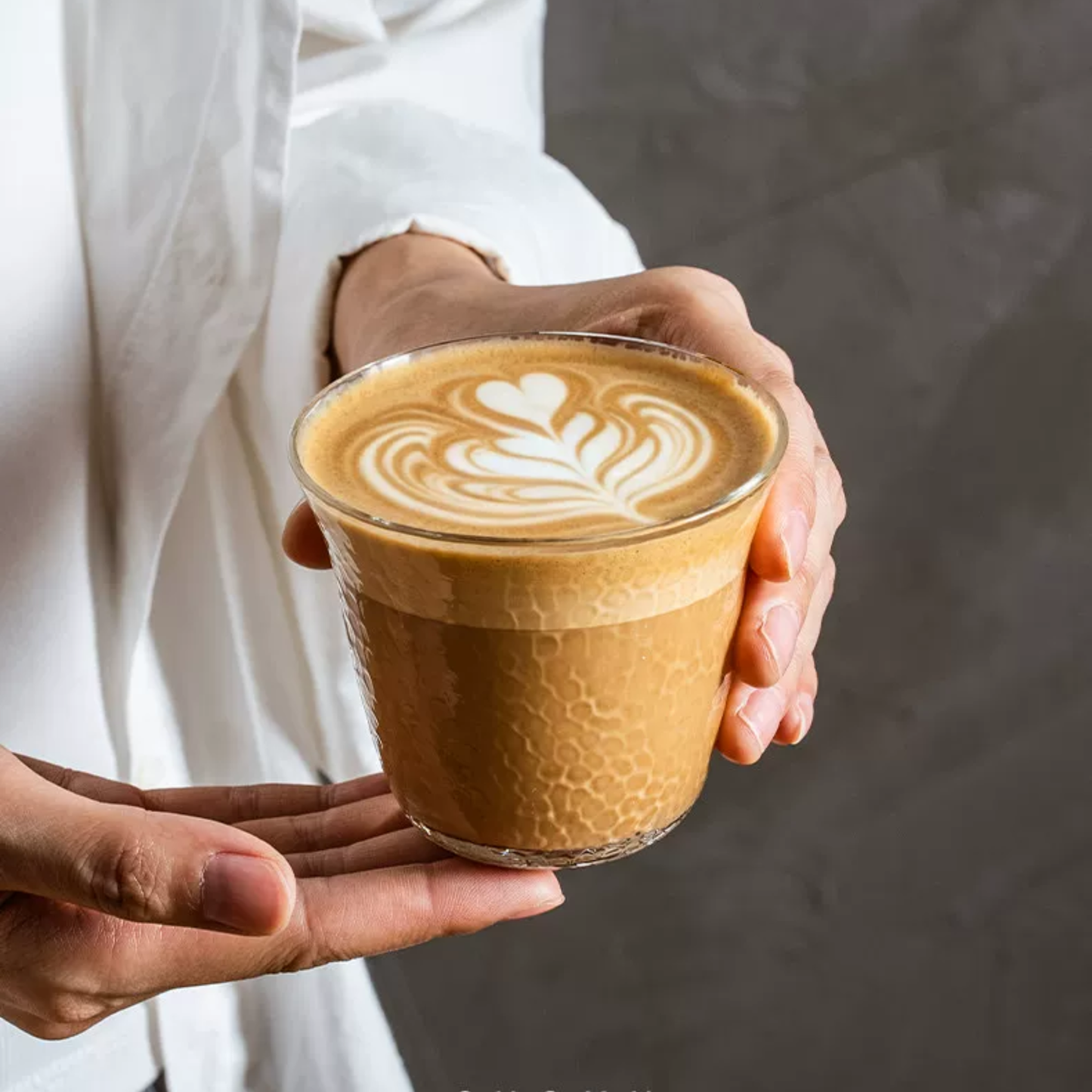 Hammered Glass Coffee Cup