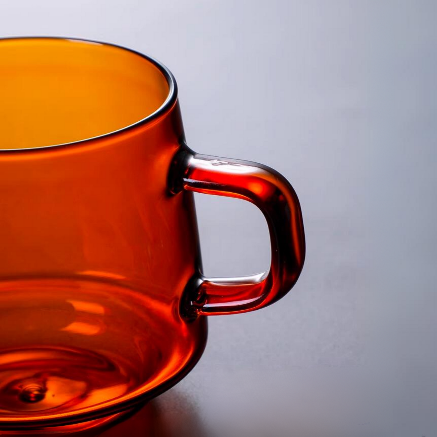 Handblown Amber Glass Cup and Saucer Set