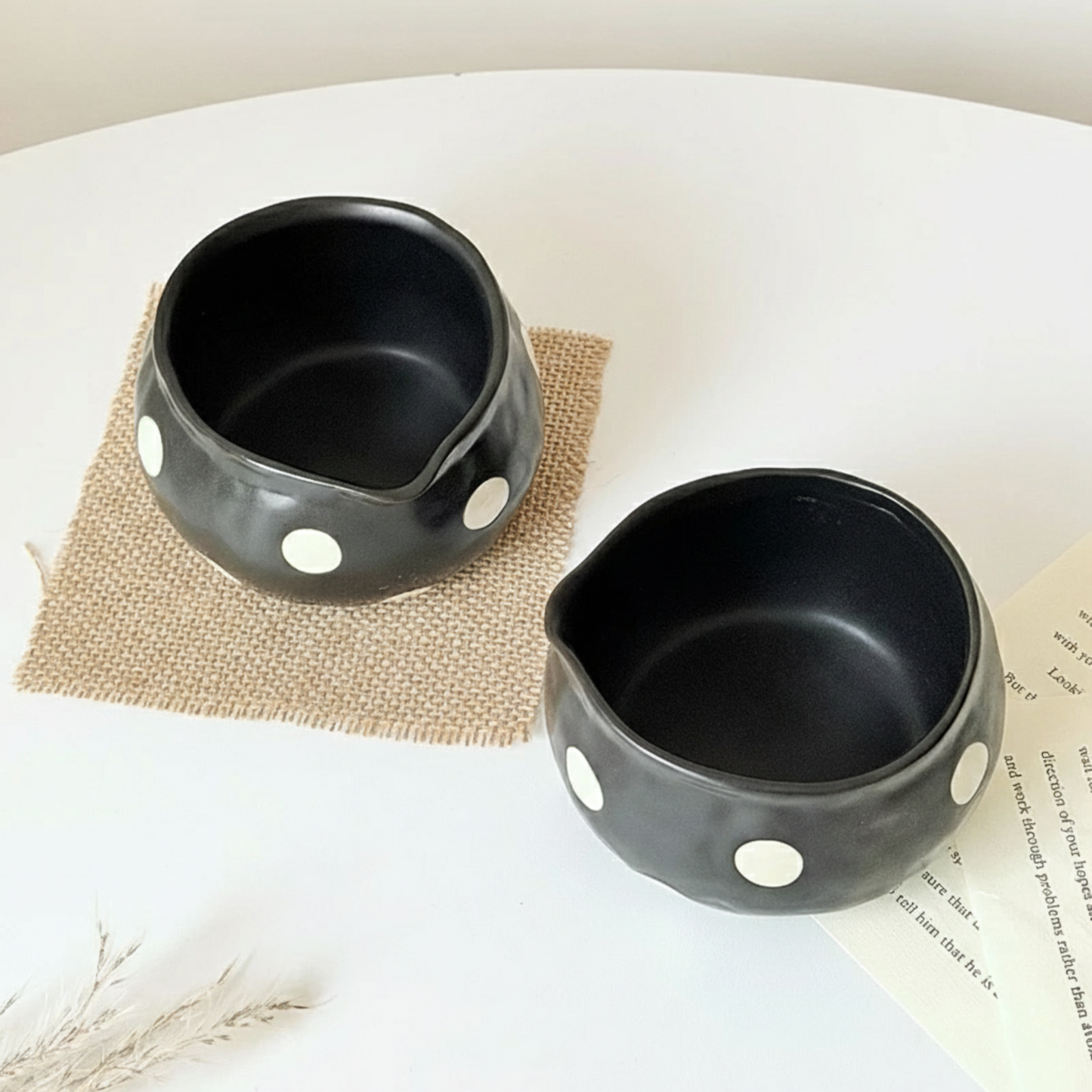 Black Polka Dots Matcha Tea Bowl