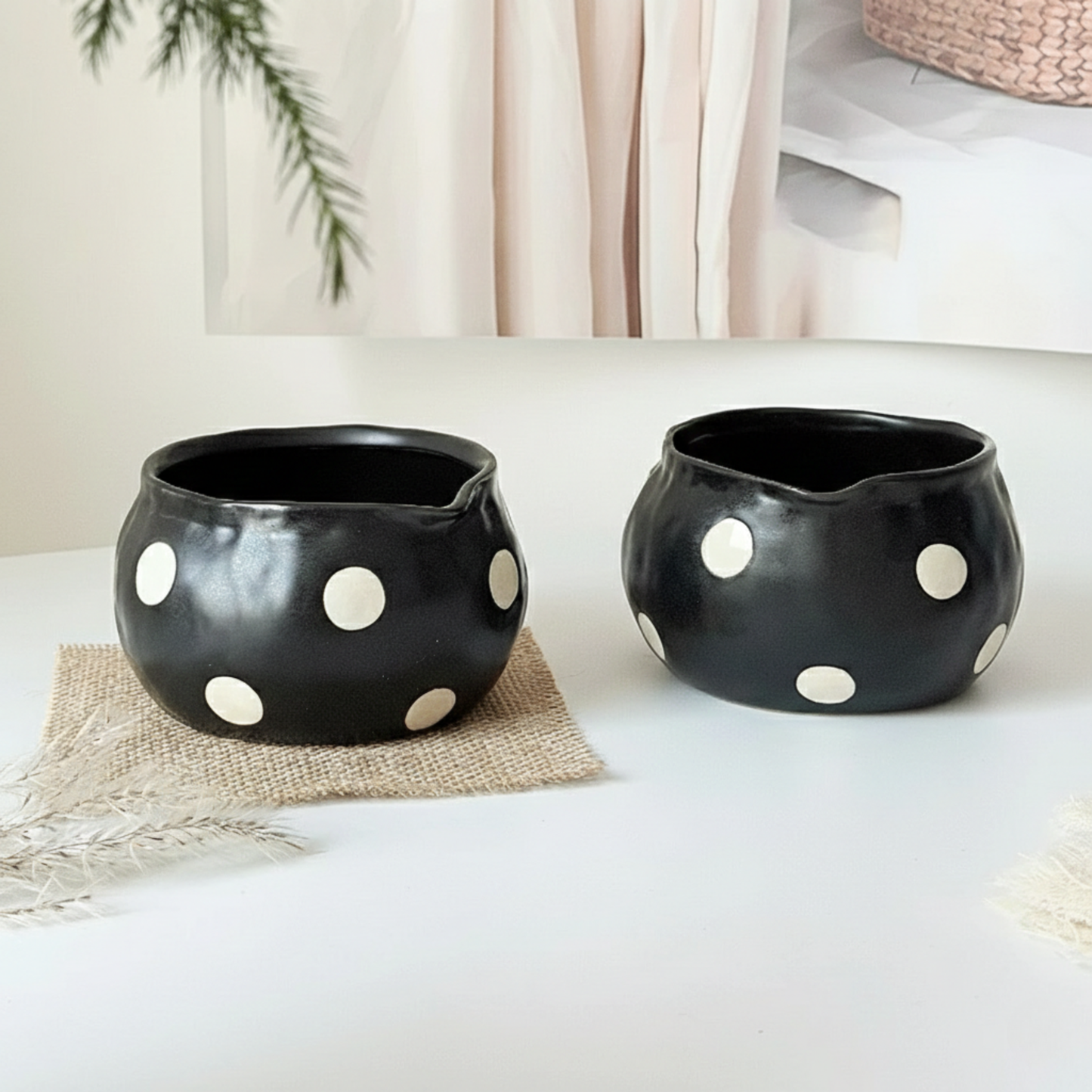 Black Polka Dots Matcha Tea Bowl