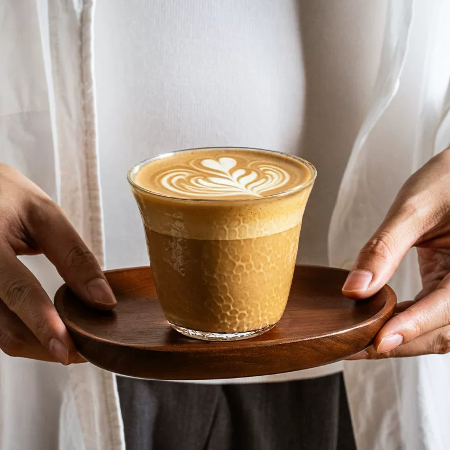 Hammered Glass Coffee Cup