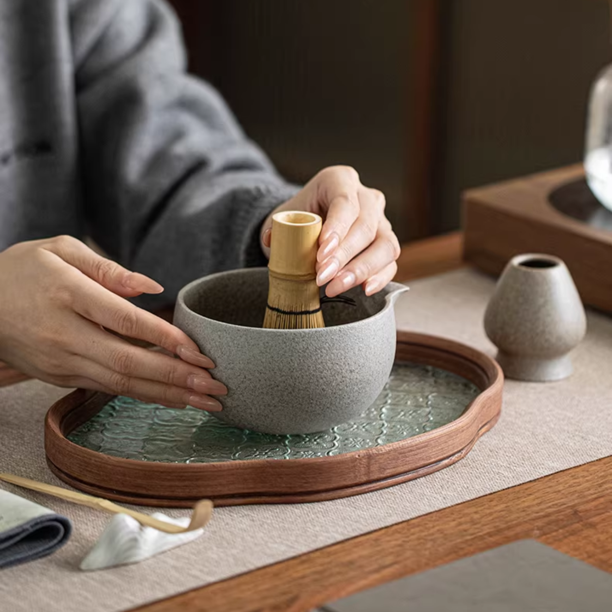9-Piece Stoneware Matcha Set | Kiln-Fired Japanese Matcha Ceremony Essentials