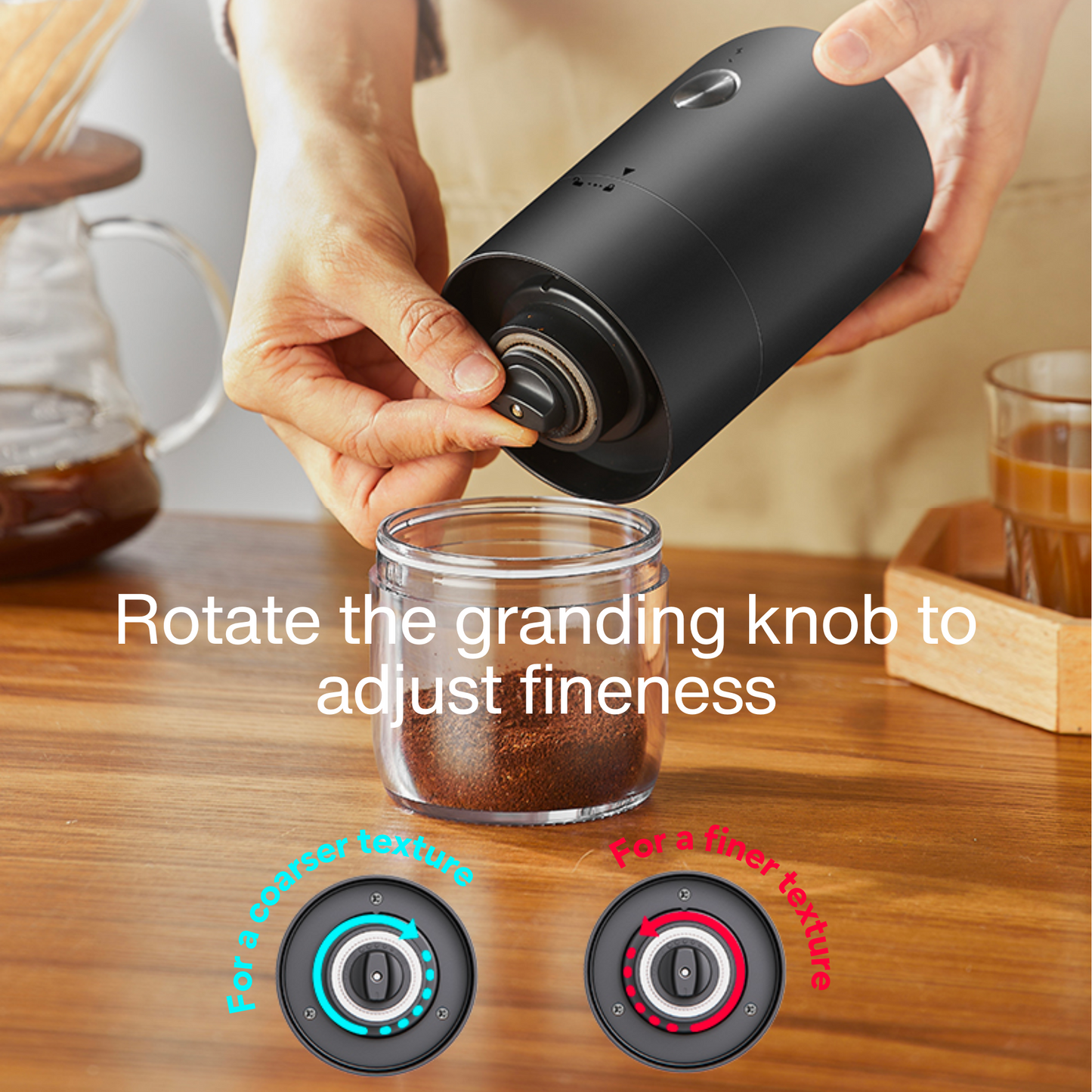 Portable Electric Coffee Grinder with USB-C port charging