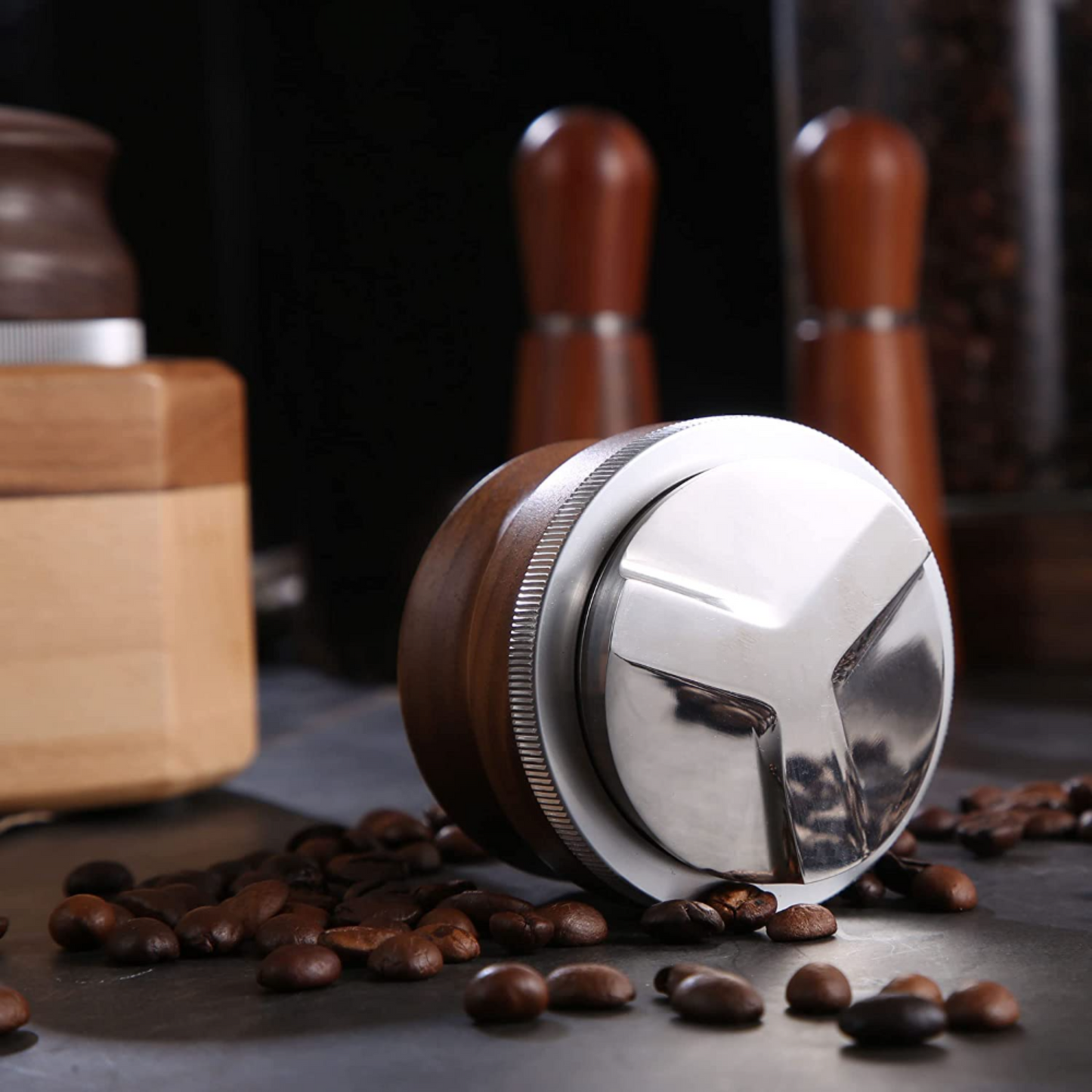 Adjustable Coffee Distributor with Wooden Handle