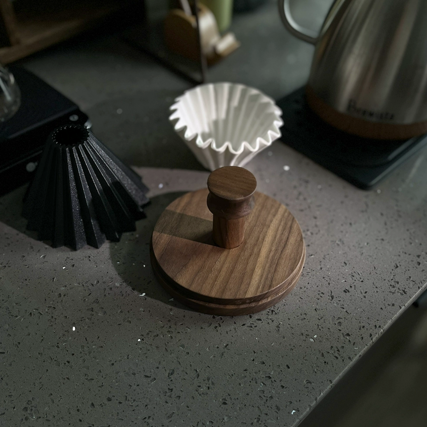 Walnut Wood Wave Paper Filter Holder