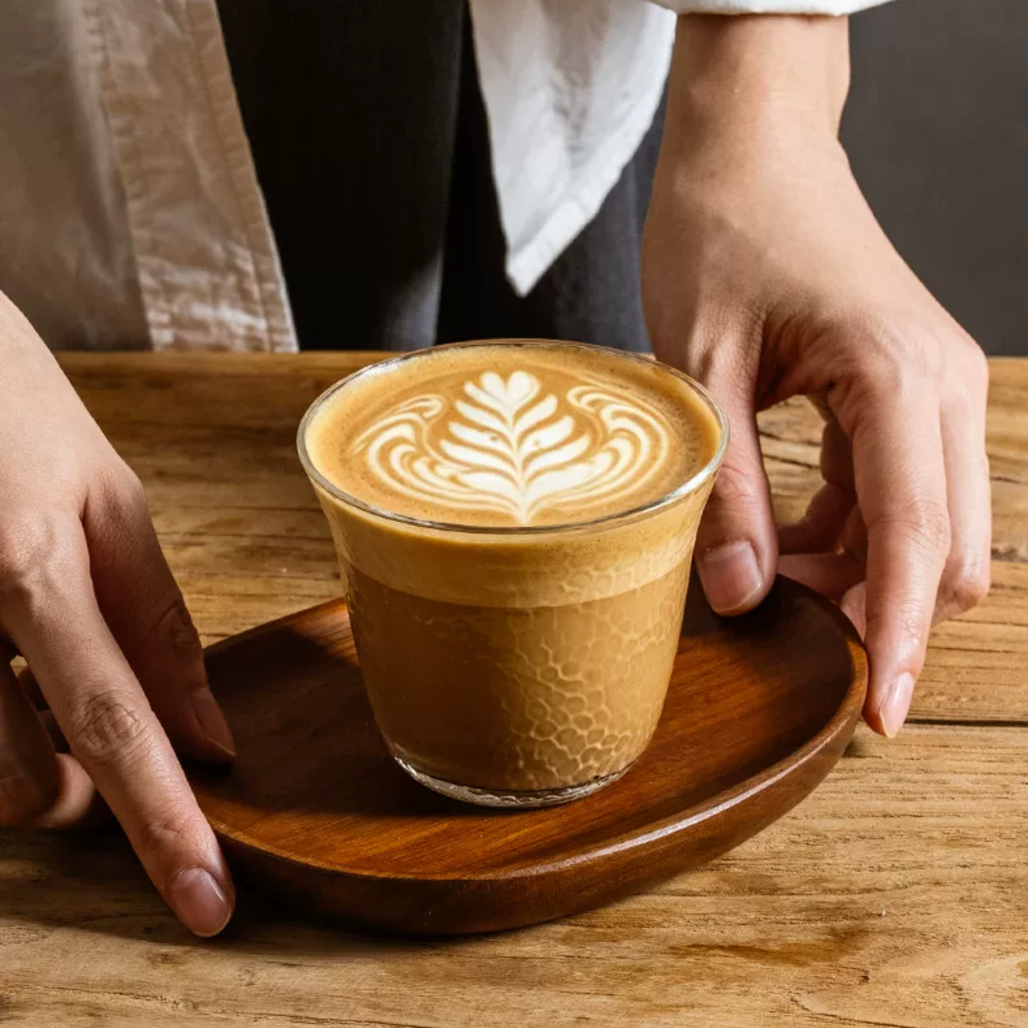 Hammered Glass Coffee Cup