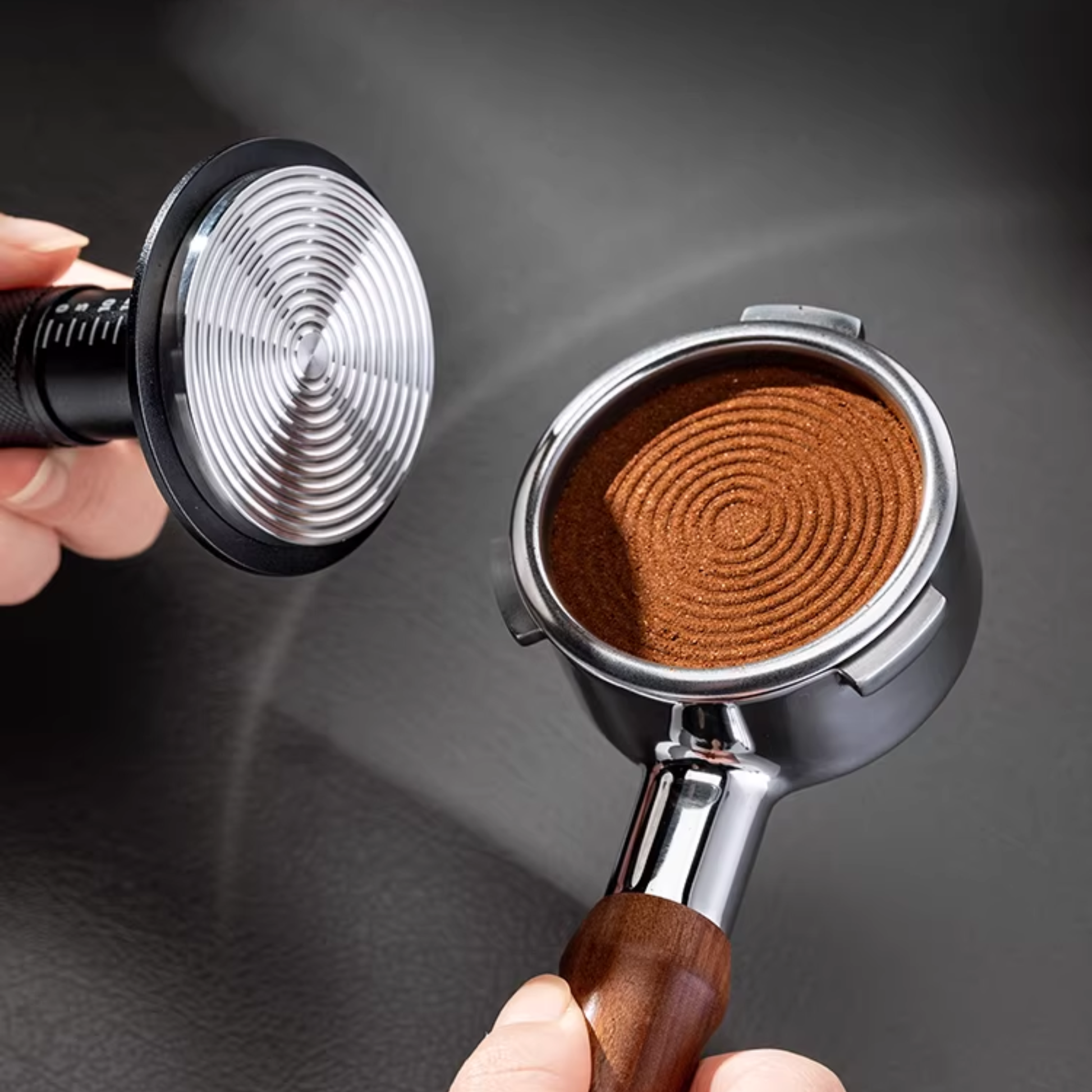 Stainless steel coffee tamper for even espresso tamping