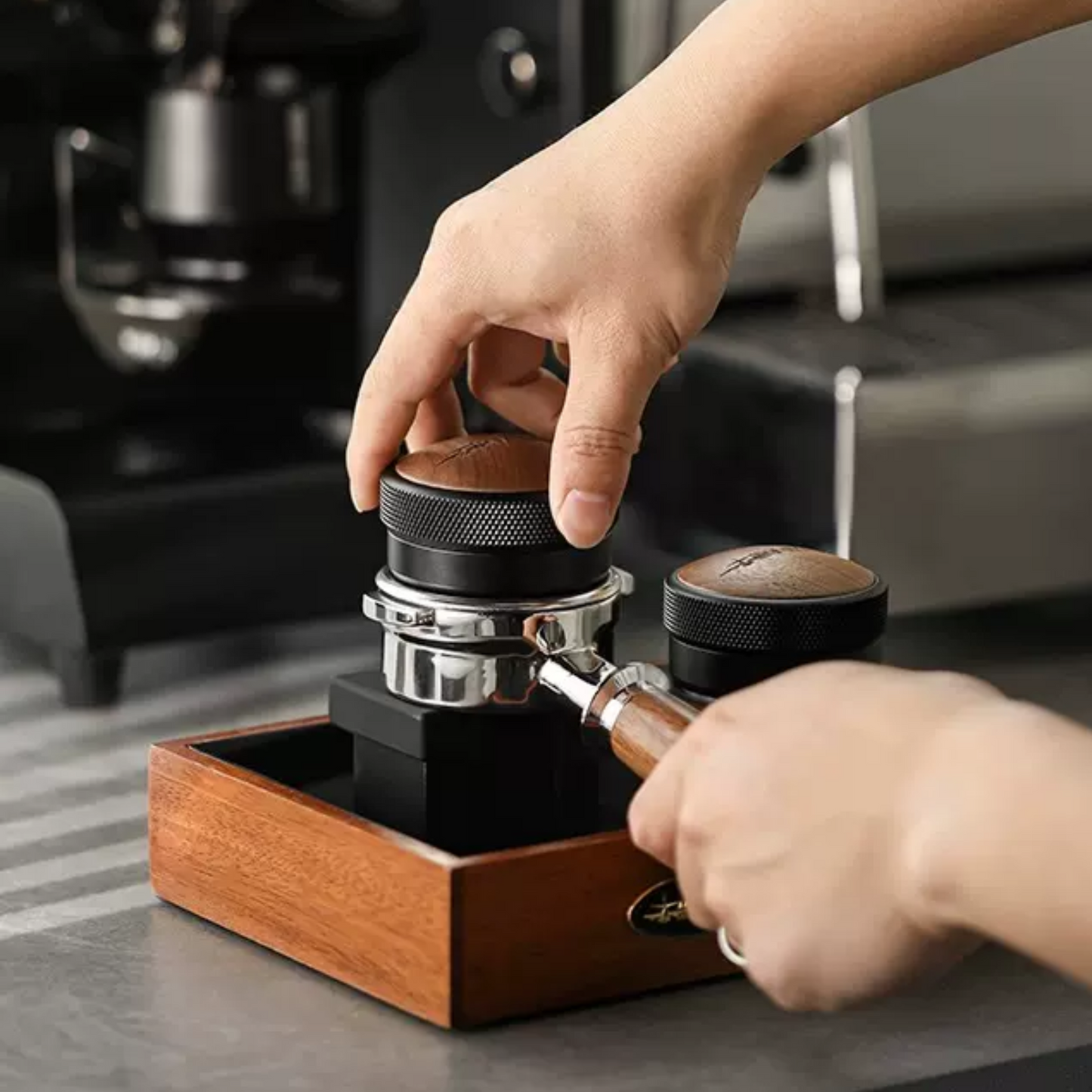 Walnut Wood  Espresso Coffee Tamper and Distributor Set