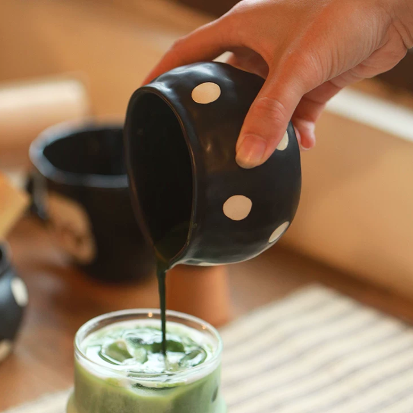 Black Polka Dots Matcha Tea Bowl