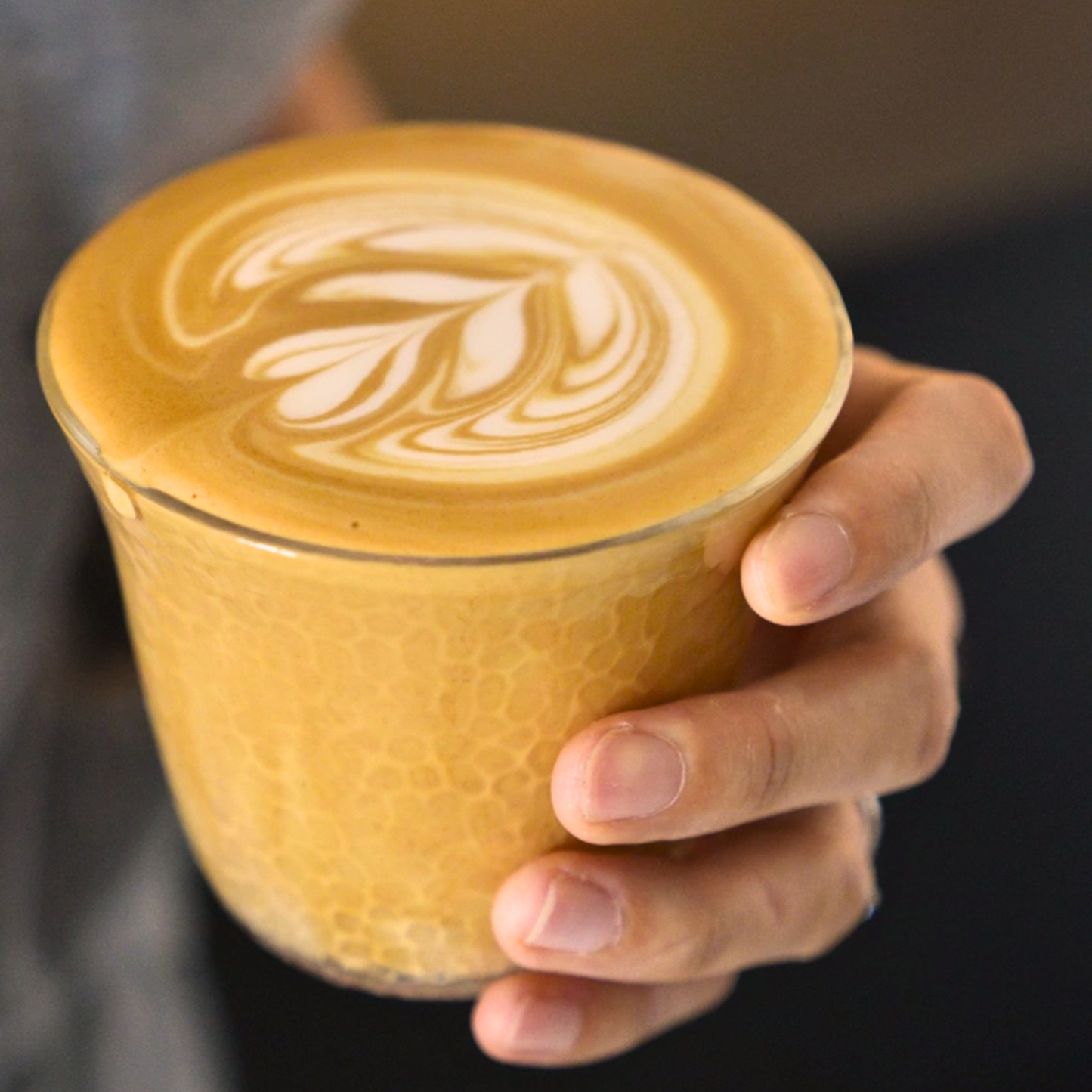 Hammered Glass Coffee Cup