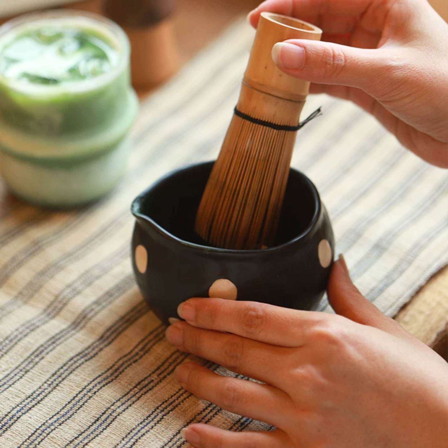 Black Polka Dots Matcha Tea Bowl