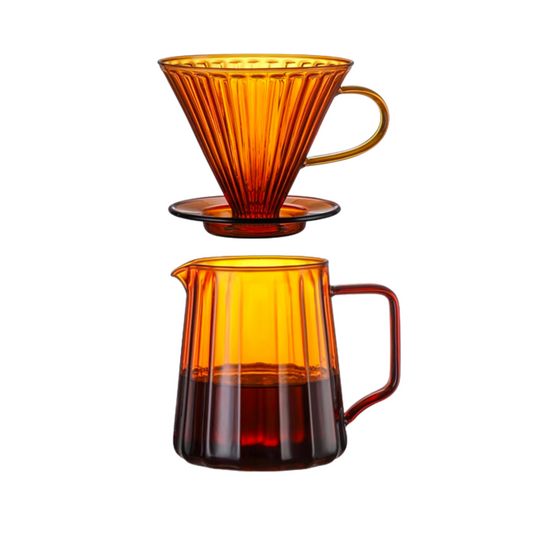 Handblown Amber Glass Coffee Dripper Set