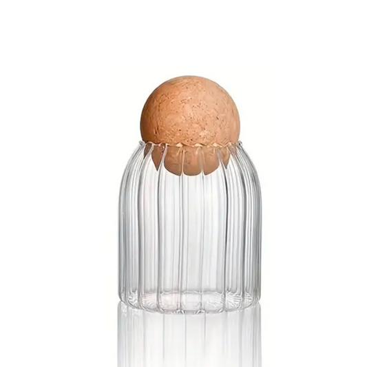 Cork Ball Glass Storage Jars (Ripple)